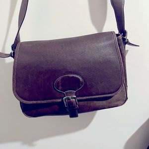 Vintage Leather Cowhide Coach Bag, Crossbody Dark Brown Classic large size bag